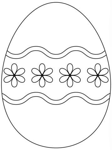 Easter Egg With Simple Flower Pattern Coloring Page